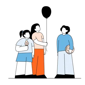 En gruppe mennesker iført hvite og blå klær