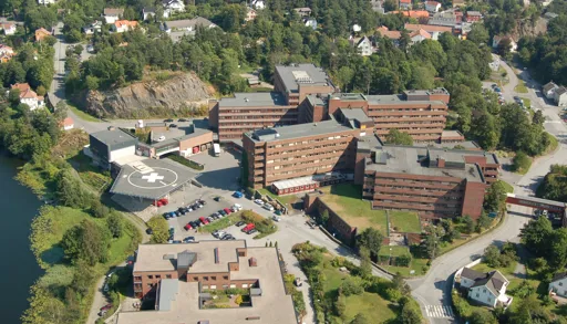 Sørlandet sykehus Arendal sett fra luften.