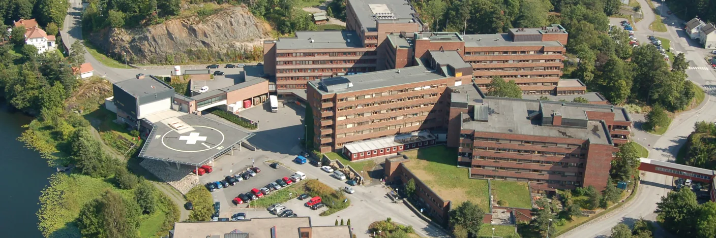 Sørlandet sykehus Arendal sett fra luften.